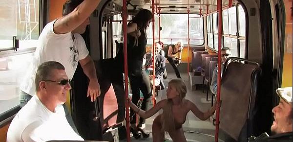  Petite blonde is fucked in public bus
